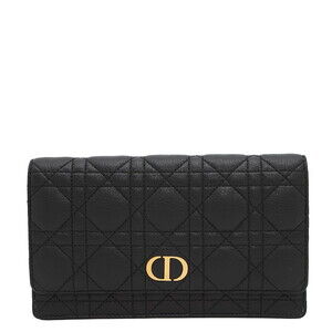 Christian Dior Chain Belt Wallet Caro Cannage Calfskin Body Bag Black